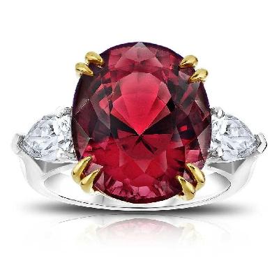  4.25 Ct Ruby Oval Cut 3-Stone Ring in White Gold