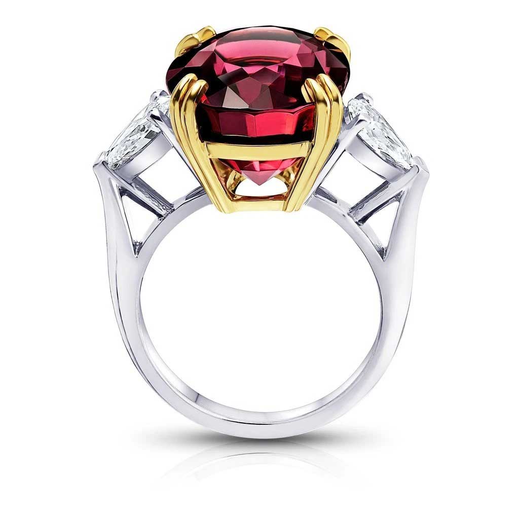  4.25 Ct Ruby Oval Cut 3-Stone Ring in White Gold