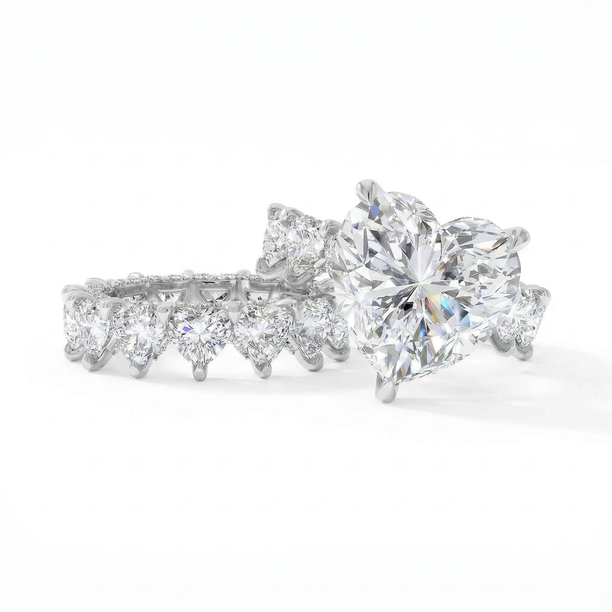 Eternity Heart Cut S925 Silver Ring Set