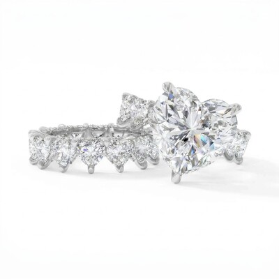 Eternity Heart Cut S925 Silver Ring Set