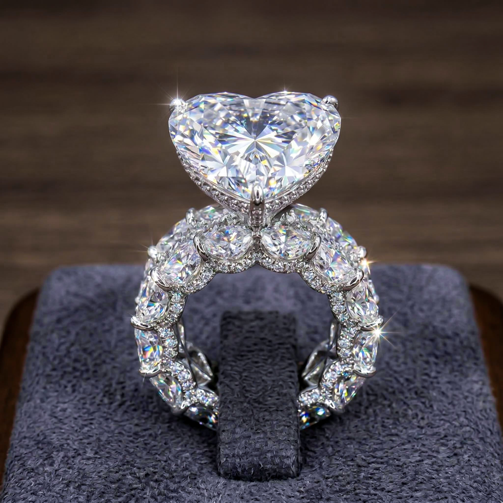 Eternity Heart Cut S925 Silver Ring Set