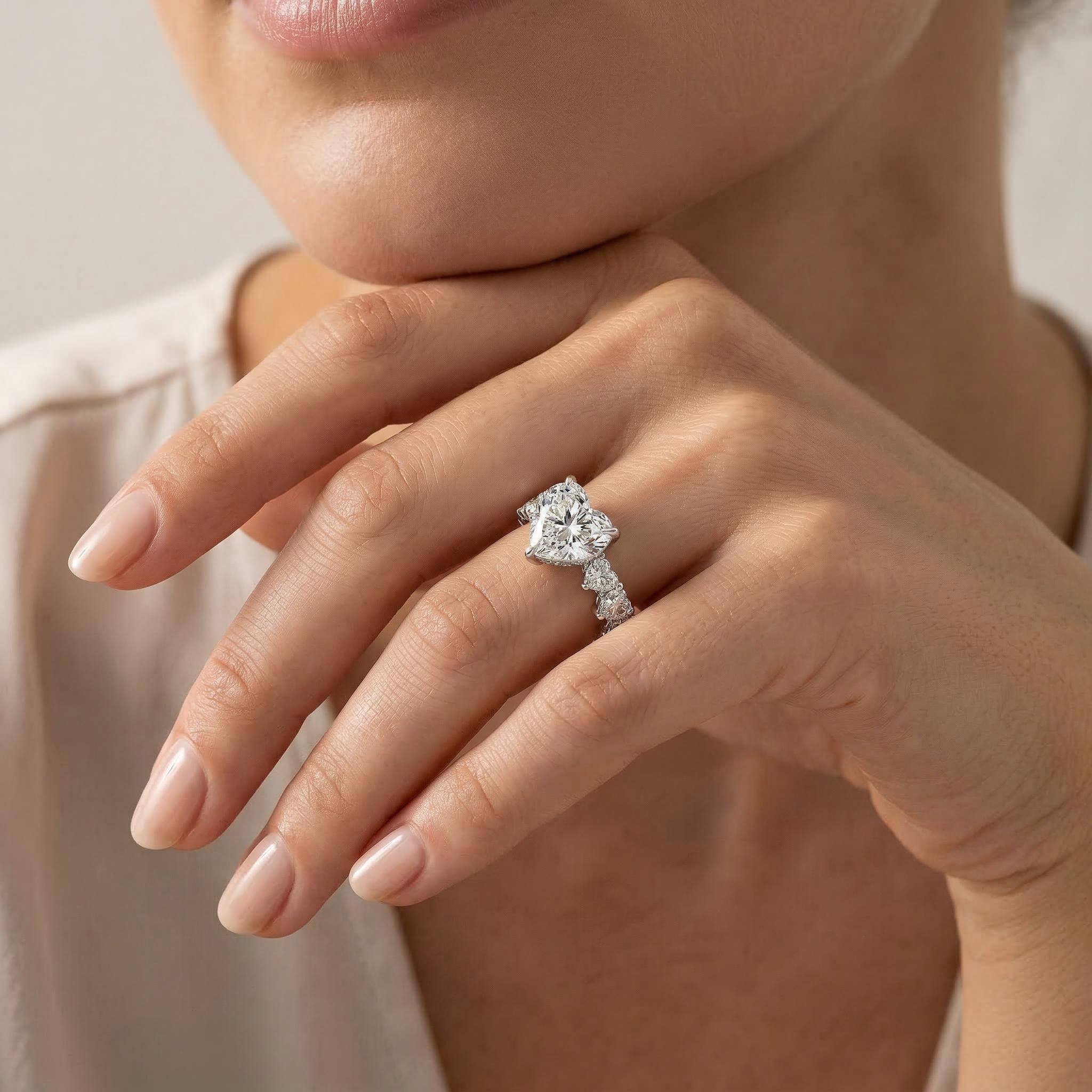 Eternity Heart Cut S925 Silver Ring Set