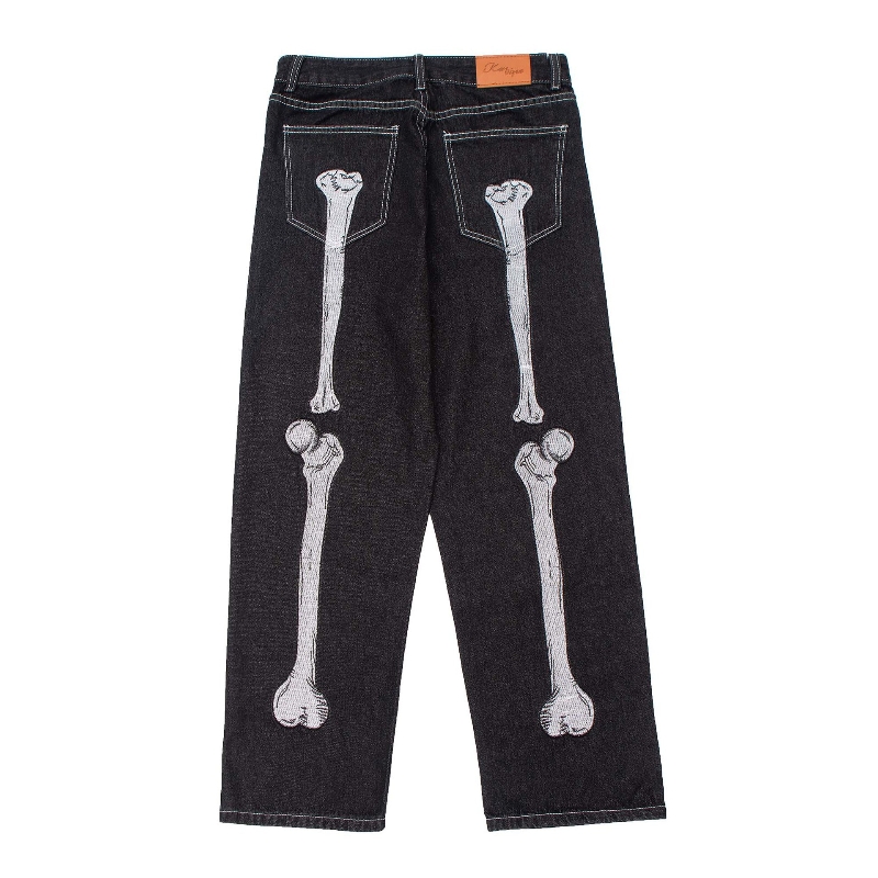 Streetwear Skeleton Embroidery Jeans