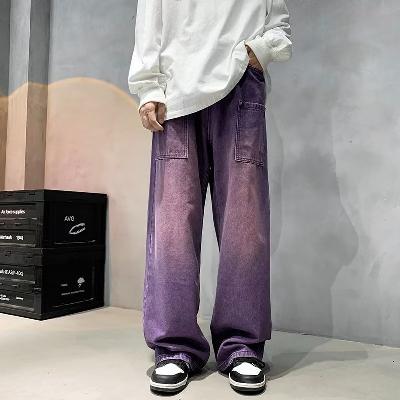Fashion Straight Leg Purple Jeans