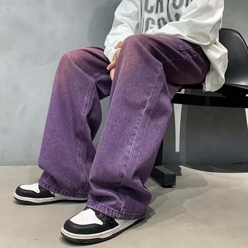 Fashion Straight Leg Purple Jeans