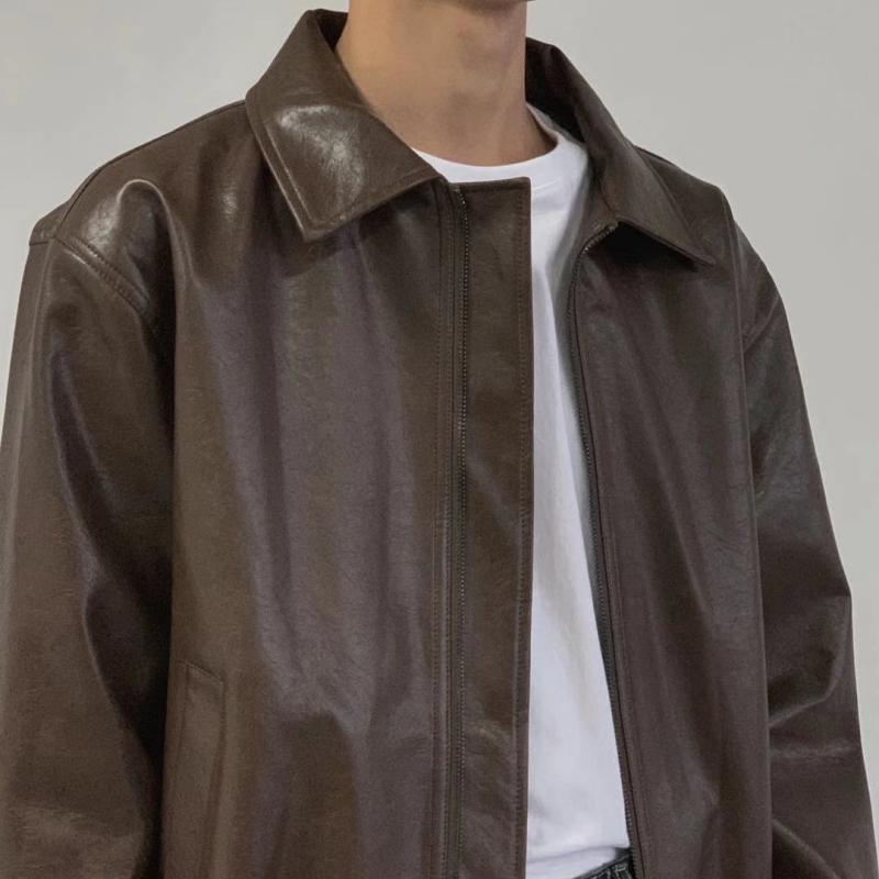 Street Style Brown PU Jacket
