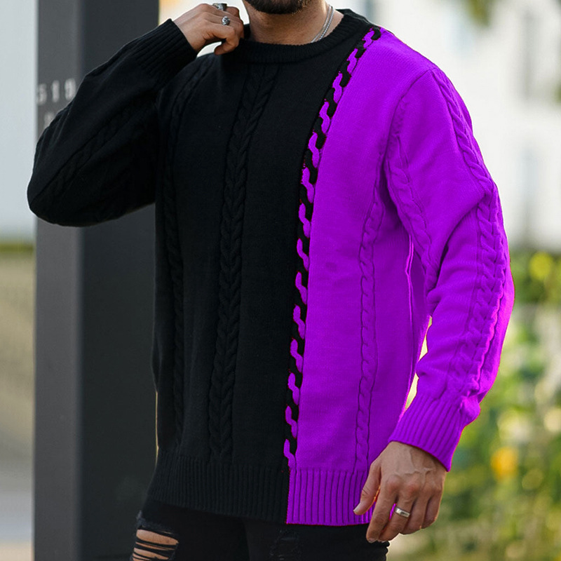 Two Tone Colorblock Knitted Sweater