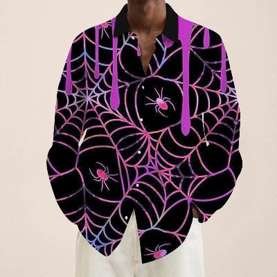Trendy Spider Print Long Sleeves Shirt For Men