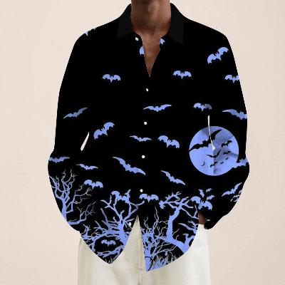 Bat Print Long Sleeves Shirt For Men