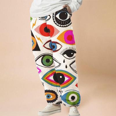Flannel  Art Eye Print Casual Pants