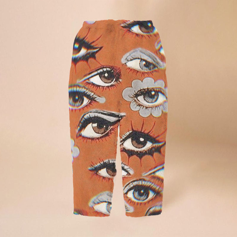 Flannel Unisex  Eye Print Track Pants