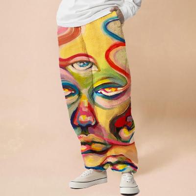 Flannel Abstract Eye Print  Track Pants