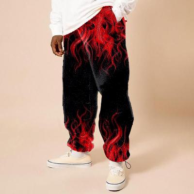 Flannel Flame Print  Track Pants