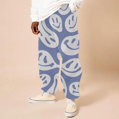 Flannel Unisex Smiley Print Casual Pants