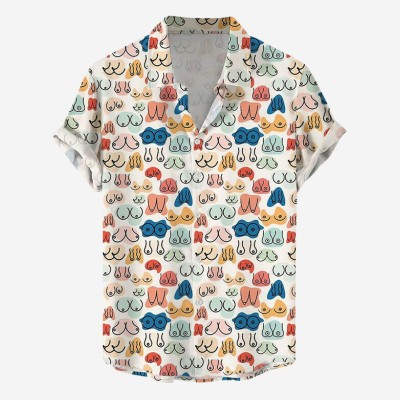 Body Print Casual Short Sleeve Shirt