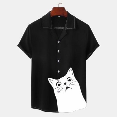 Cute Kitten Print Vacation Shirt