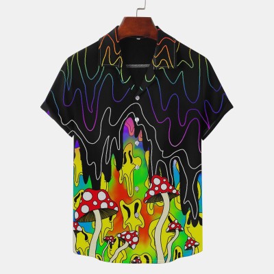 Melting Mushroom Print Resort Shirt