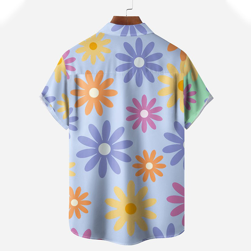 Asymmetric Floral Short Sleeve Hawaiian Shirt