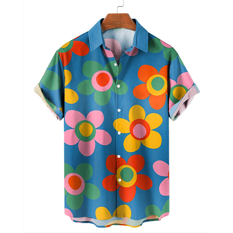 Asymmetric Floral Short Sleeve Hawaiian Shirt