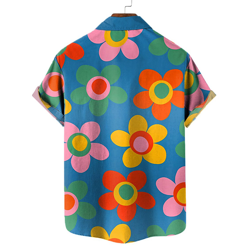 Asymmetric Floral Short Sleeve Hawaiian Shirt