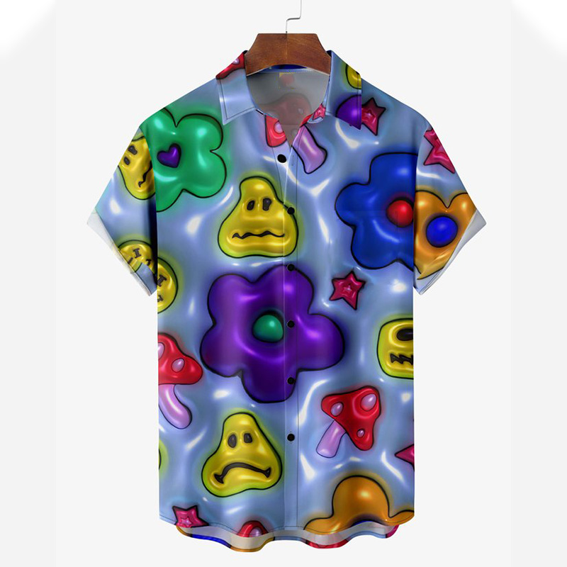 Inflatable Effect Print Short Sleeve Shirt Inflatable Effect Print Short Sleeve Shirt