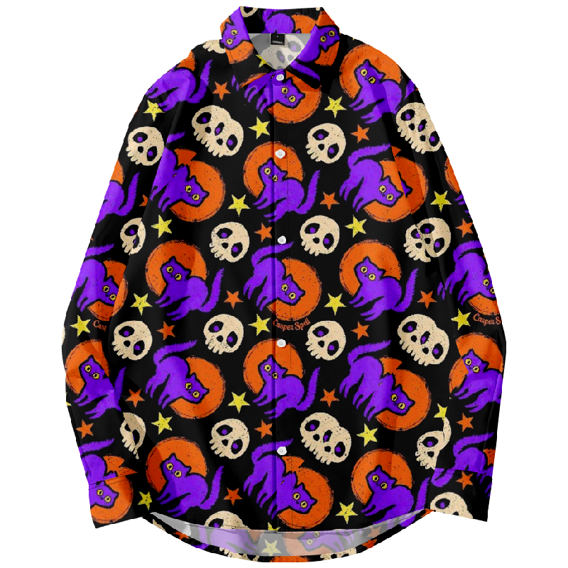 Halloween Elements Contrast Print Shirt