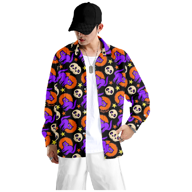 Halloween Elements Contrast Print Shirt