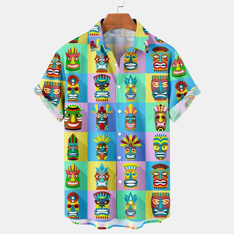 Hawaiian TIKI Printed Casual Loose Shirt