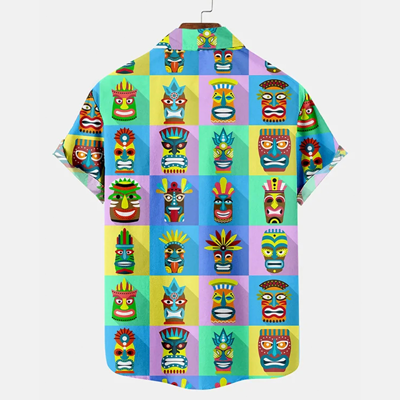 Hawaiian TIKI Printed Casual Loose Shirt