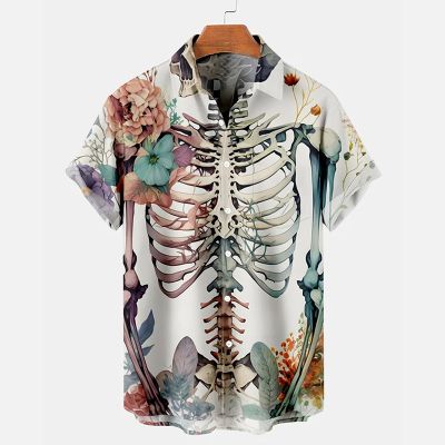 Skull Floral Pocket Casual Shirt