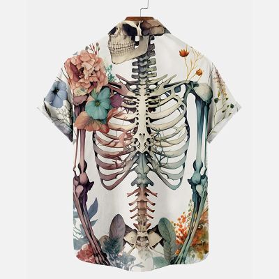 Skull Floral Pocket Casual Shirt