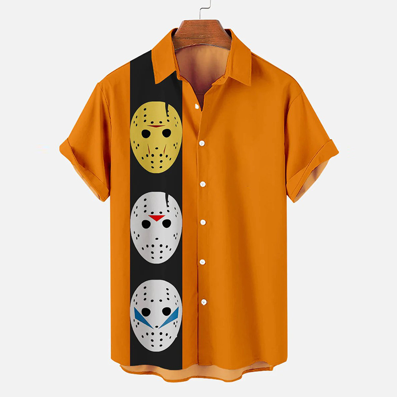Halloween Anime Print Short Sleeve Shirt