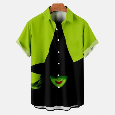 Cape Witch Personality Print Short Sleeved Shirt
