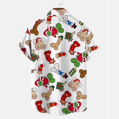 Christmas Cocks Printed Short Sleeved Shirt