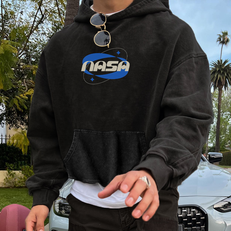 Casual Nasa Print Distressed Sweatshirt