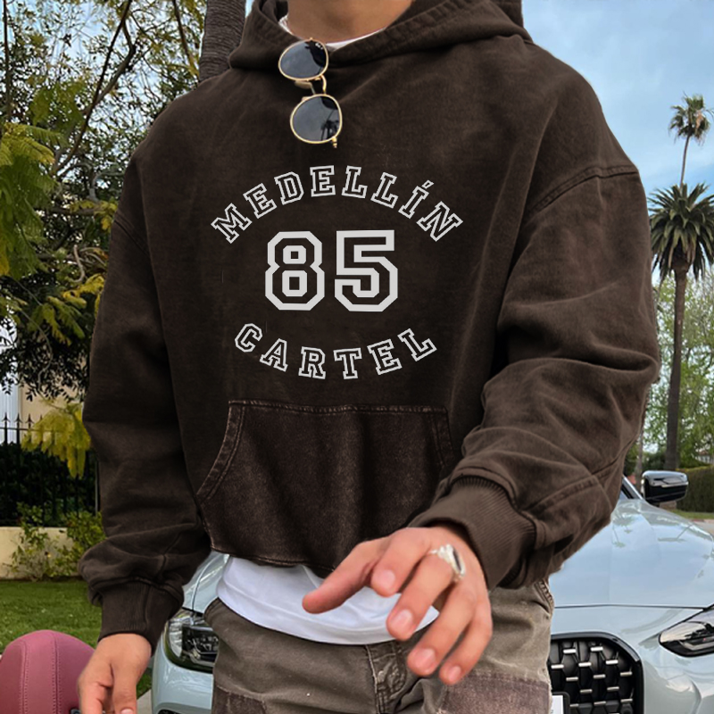 Medellin 85 Cartel Print Distressed Sweatshirt