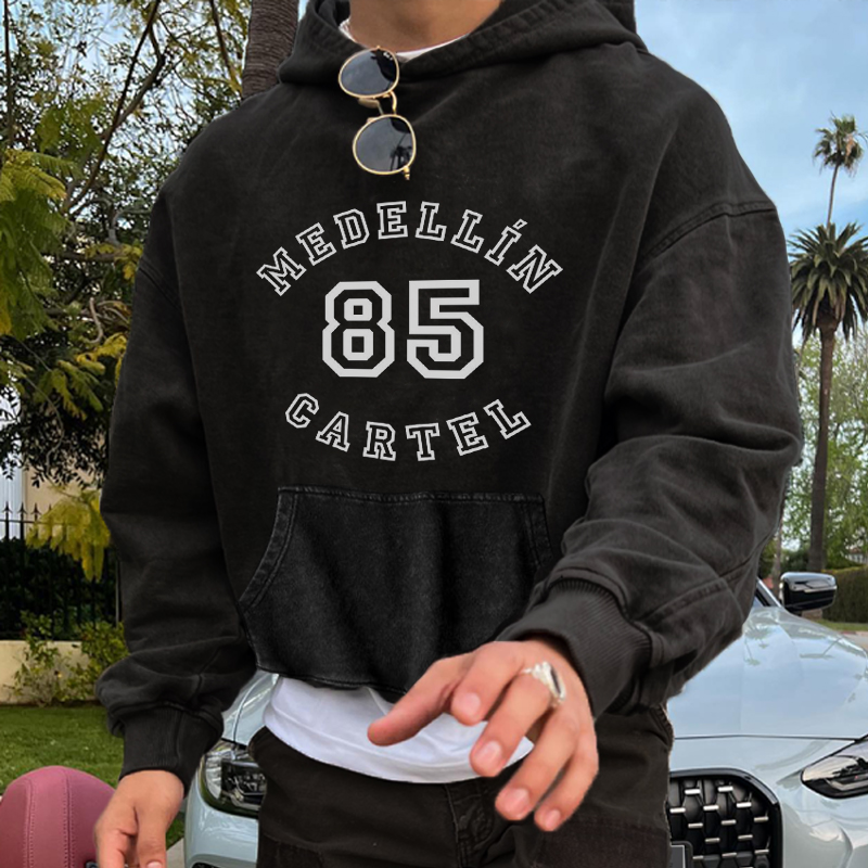 Medellin 85 Cartel Print Distressed Sweatshirt