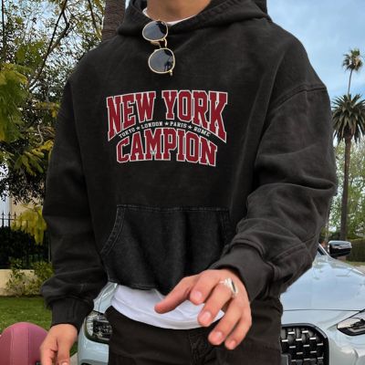 New York Campion Print Distressed Sweatshirt