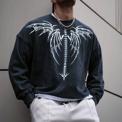 Halloween Wings Skeleton Print Sweatshirt