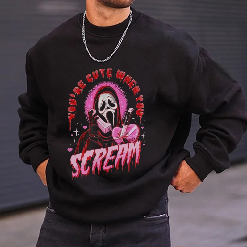 Halloween Ghost Face Print Crew Neck Sweatshirt