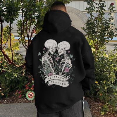 Halloween Heart Skull Print Hoodie