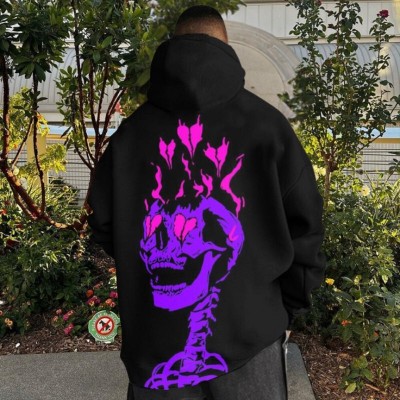 Halloween Heart Skull Print Hoodie