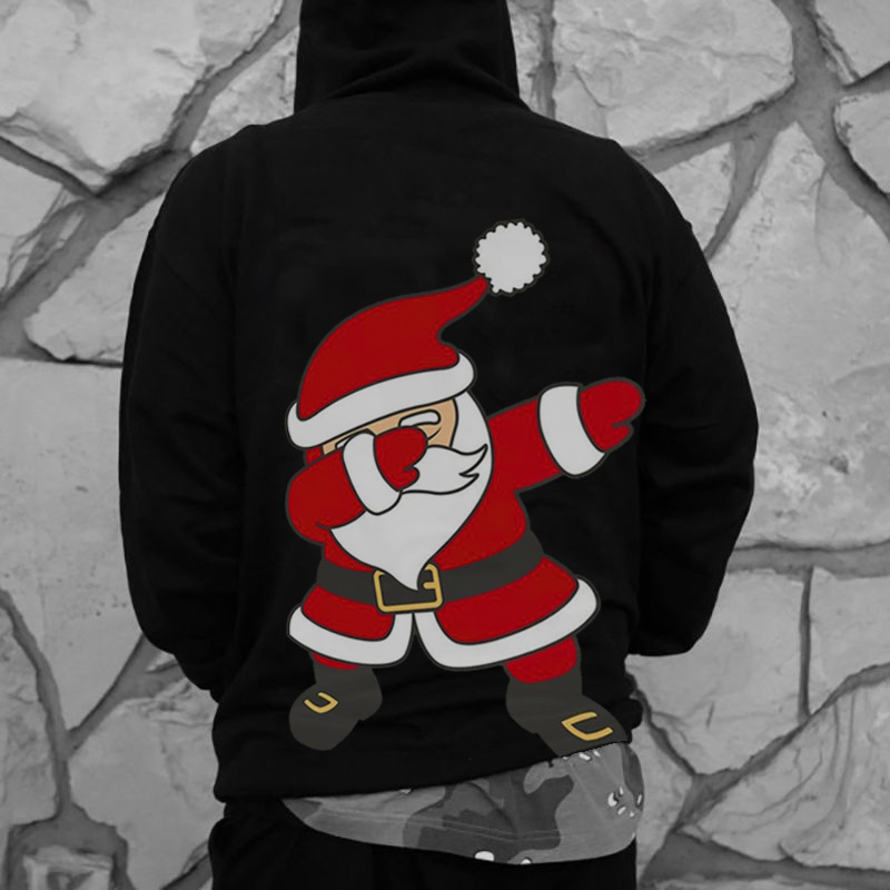 Santa Print Long Sleeve Hoodie