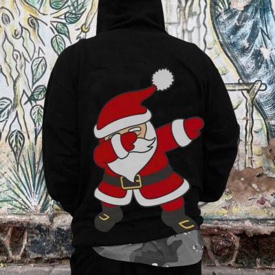 Santa Print Long Sleeve Hoodie