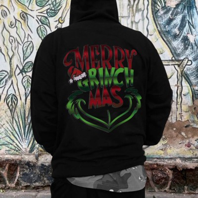 Santa Print Long Sleeve Hoodie