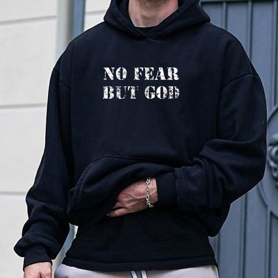 ”No Fear But God“ Print Hoodie