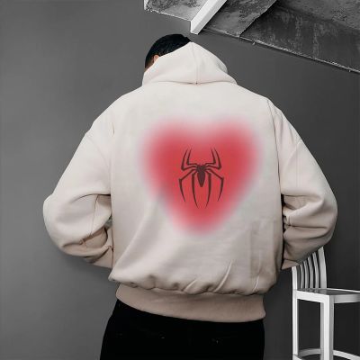 Heart-Spider Print Hoodie