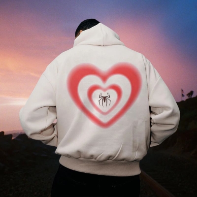 Heart-Spider Print Hoodie