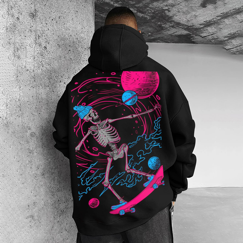 Skateboard Skull Print Hoodie