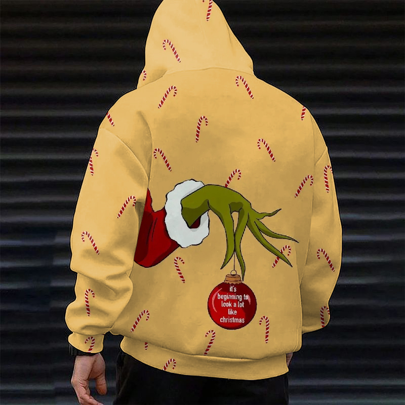 Christmas Monster Print Hoodie